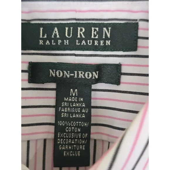 Lauren Ralph Lauren Shirt Womens M Pink Stripe Button Down Non Iron - Picture 10 of 12